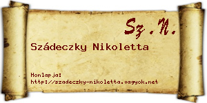 Szádeczky Nikoletta névjegykártya