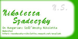 nikoletta szadeczky business card